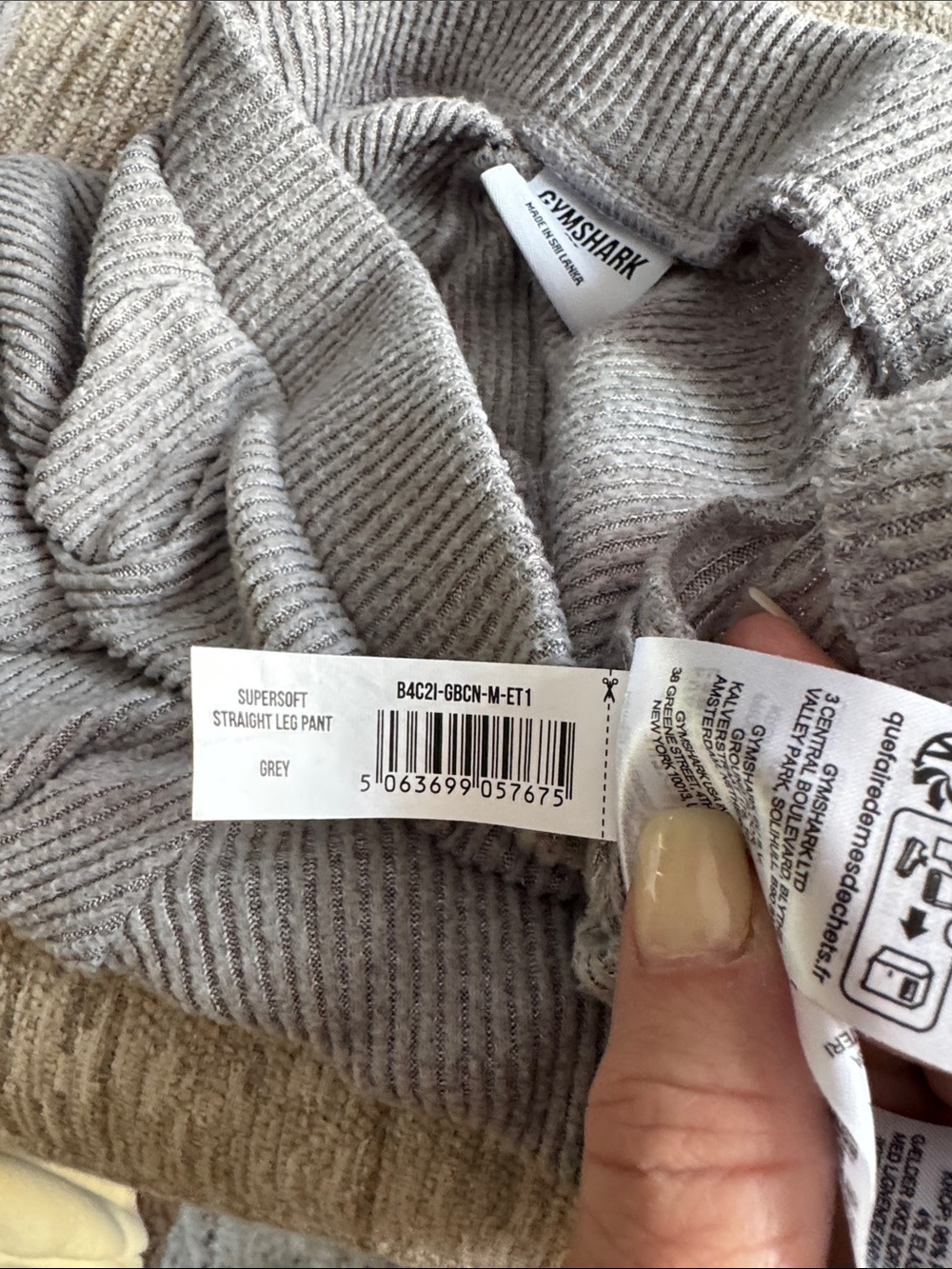 Gymshark Super Soft Straight Leg Pants Light Gray Ribbed Lounge Pants - Picture 5 of 5
